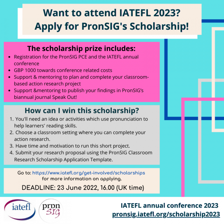 2023 IATEFL Scholarships and PronSIG Classroom Research Scholarship