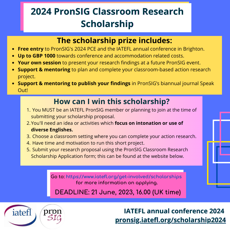 2024 PronSIG Classroom Research Scholarship – PronSIG